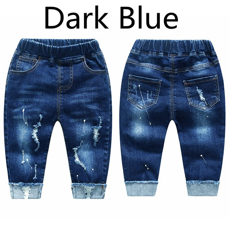 Jeans en denim extensible pour bébés garçons.