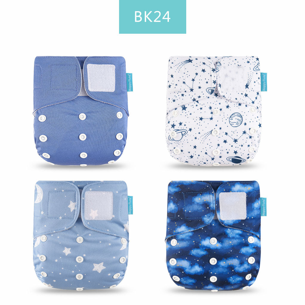 Happyflute 2022 New Fashion Style Baby Nappy 4pcs/set Diaper Cover Waterproof&amp;Reusable Cloth Diaper