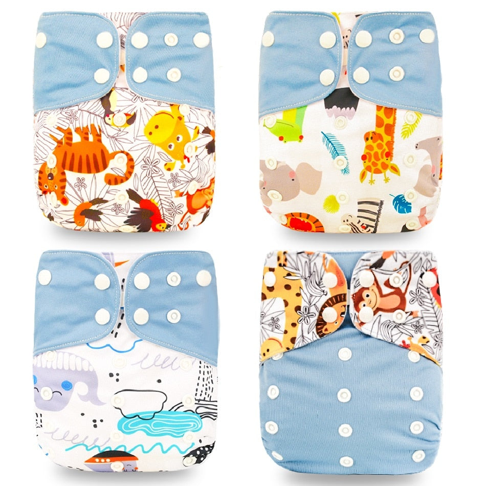 Happyflute 2022 New Fashion Style Baby Nappy 4pcs/set Diaper Cover Waterproof&amp;Reusable Cloth Diaper