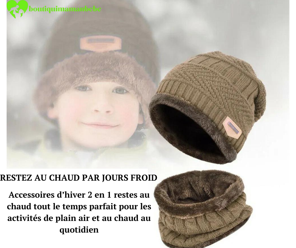 Ensemble bonnet et écharpe de cou pour enfants