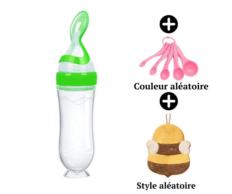 BIBERON AVEC CUILLÈRE POUR BÉBÉ