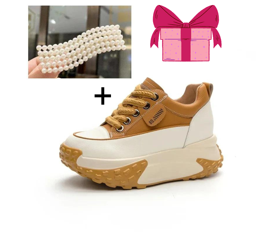 Basket Blanches Cuir Femme+ Cadeaux