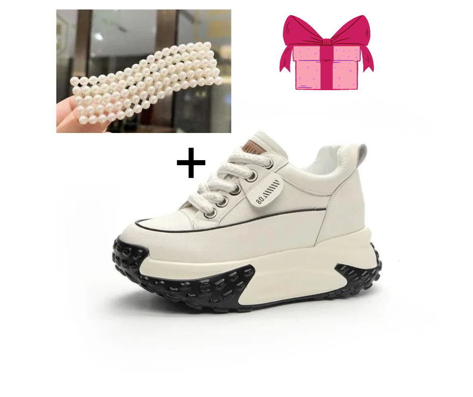 Basket Blanches Cuir Femme+ Cadeaux