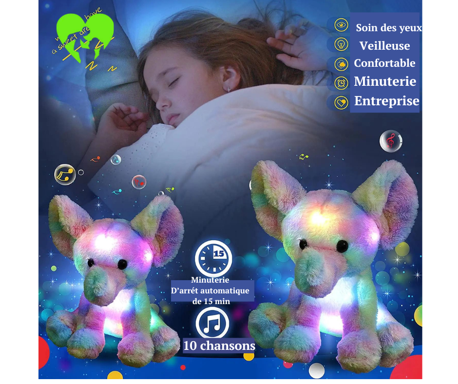 Éléphant  En Peluche Avec Lumières LED