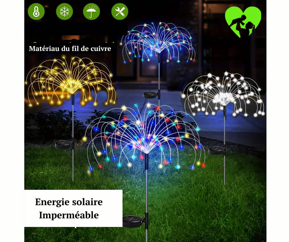 🎉Lampe solaire étanche pour feux d'artifice de jardin