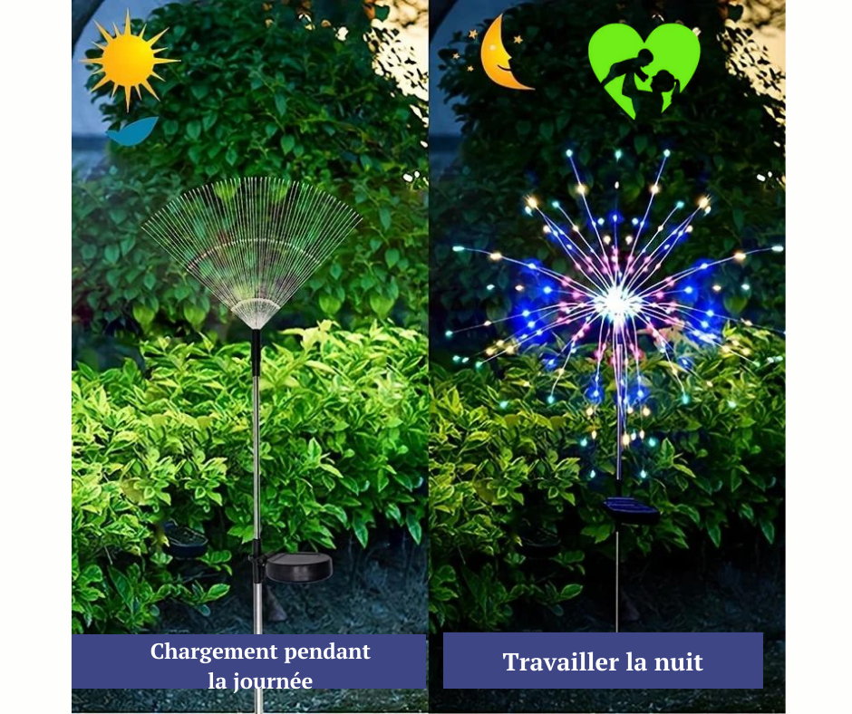 🎉Lampe solaire étanche pour feux d'artifice de jardin