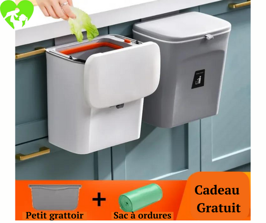 😍Poubelle de cuisine suspendue avec couvercle, poubelles de placard pour porte d'armoire de cuisine, poubelles sous évier, poubelle pour chambre salle de bain bureau camping-car blanc