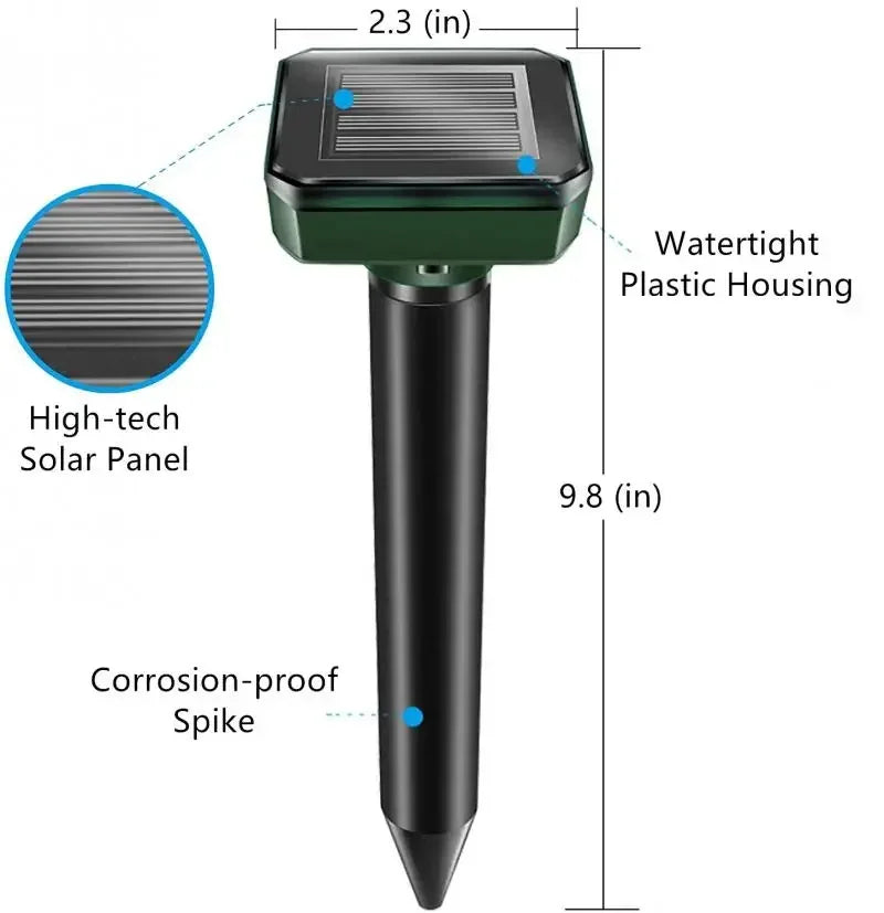 Répulsif Solaire à Ultrasons, pour l'Extérieur, pour Salle, Moustiques, Souris, Taupe, Animal, Lumière LED