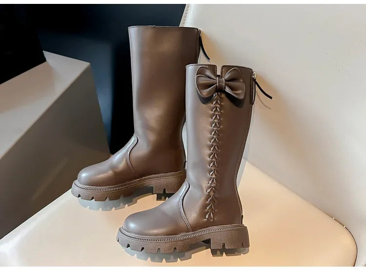 Bottes Avec Fermeture Éclair Arrière Filles Princesse Bottes Hautes Hiver