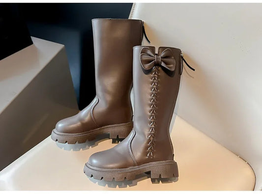 Bottes Avec Fermeture Éclair Arrière Filles Princesse Bottes Hautes Hiver