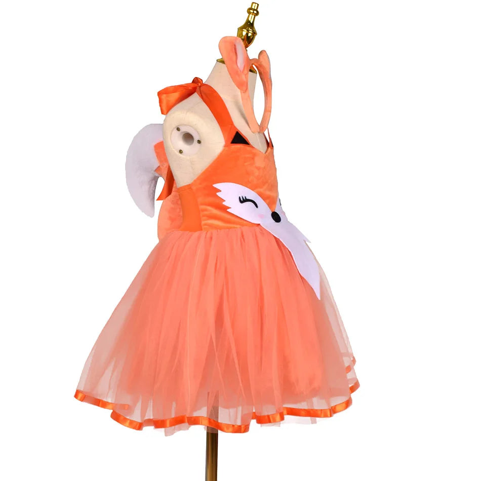 Mignonnes filles Halloween renard Cosplay Costumes pour enfants Animal Dress Up avec bandeau Queue Carnaval Noël