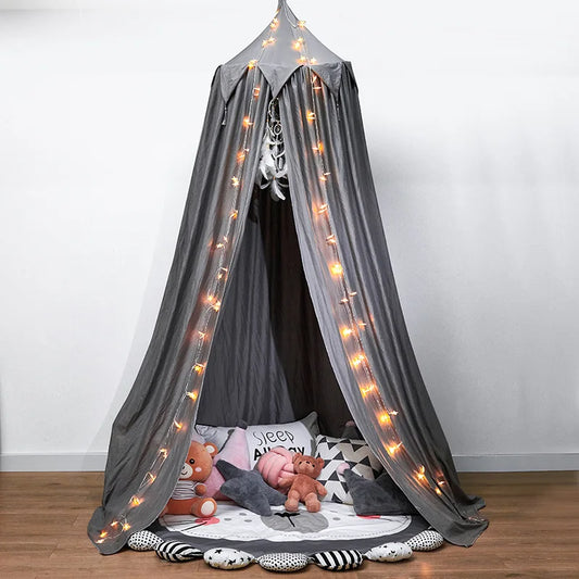 DOTBUY-SHOP Baldaquin Rideaux de Lit pour Bébé, Couleur unie Moustiquaire pour Chambre à Coucher Fille Garcon Tente de Jeu Moustiquaire Salle de Lecture Decoration Enfant et Adulte (Gris)