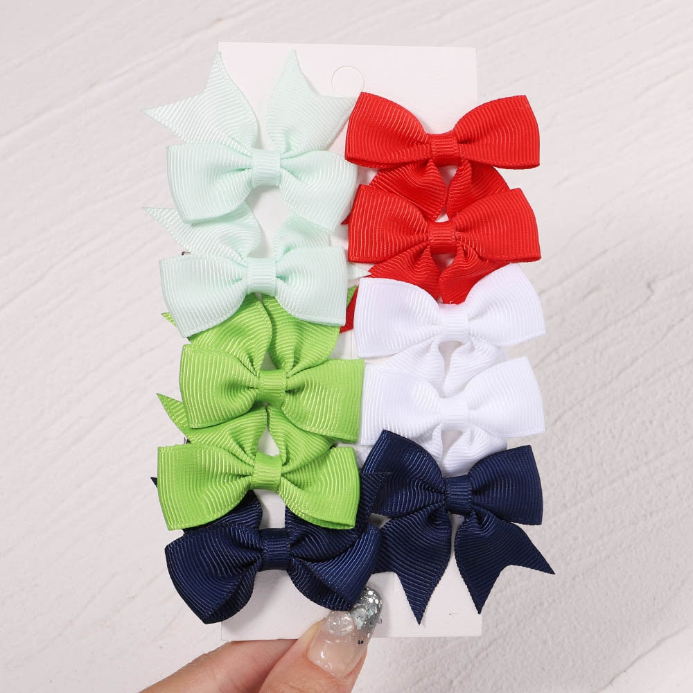 Lot de 10 Barrettes à cheveux avec ruban solide pour petites filles.