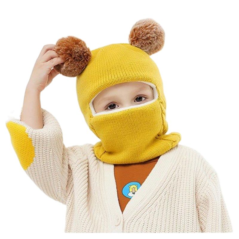 Cagoule Bébé Fille Garçon Bonnet Cache Cou Bébé Enfants Bonnet Tricoté Écharpe Épais Tour de Cou pour les Bébés de 3-18 mois