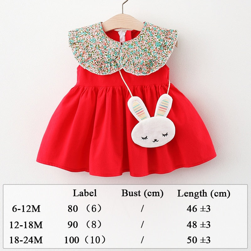 Robe Imprimée Intégrale Avec Des Fleurs Pour Enfant En Bas Âge Et Chapeau, Jolie Robe Sans Manches Avec Nœud Décoratif, Vêtements Pour Bébé Fille Pour L'été