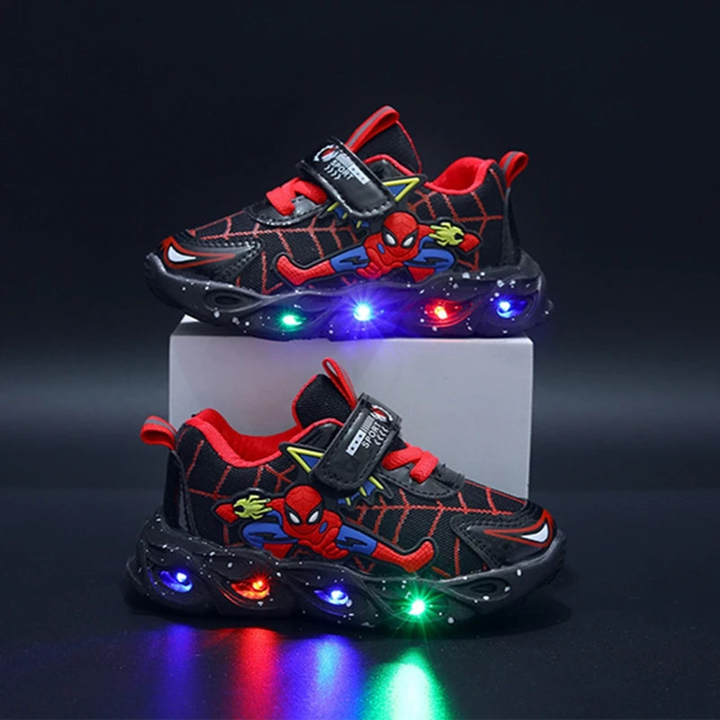 Baskets Spiderman Cartoon pour tout-petits, chaussures de sport pour enfants, printemps, automne, nouveau LED 21-30