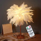 Lampe de Table en Plumes d'Arbre Créative avec Télécommande