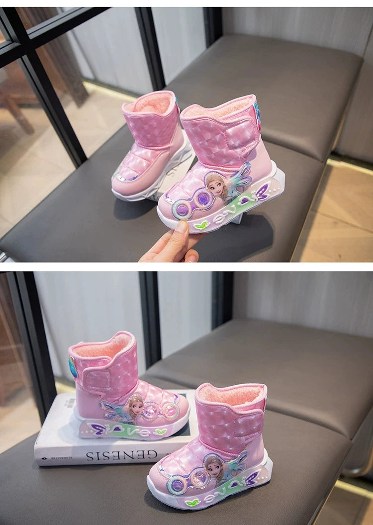 Bottes En Peluche Imperméable Antidérapant Fille Frozen Princesse Elsa 26-37