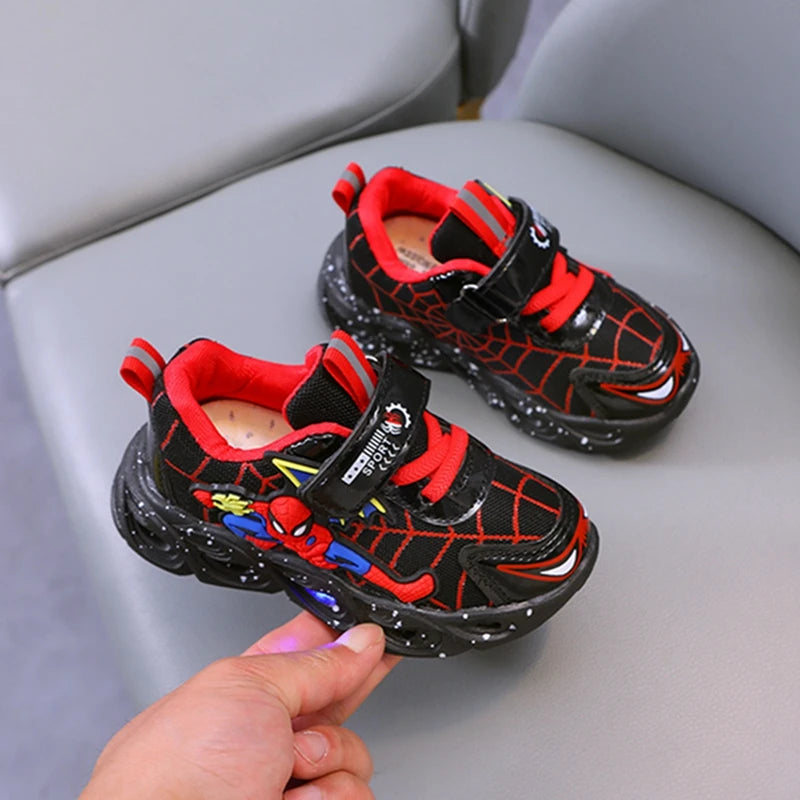 Baskets Spiderman Cartoon pour tout-petits, chaussures de sport pour enfants, printemps, automne, nouveau LED 21-30