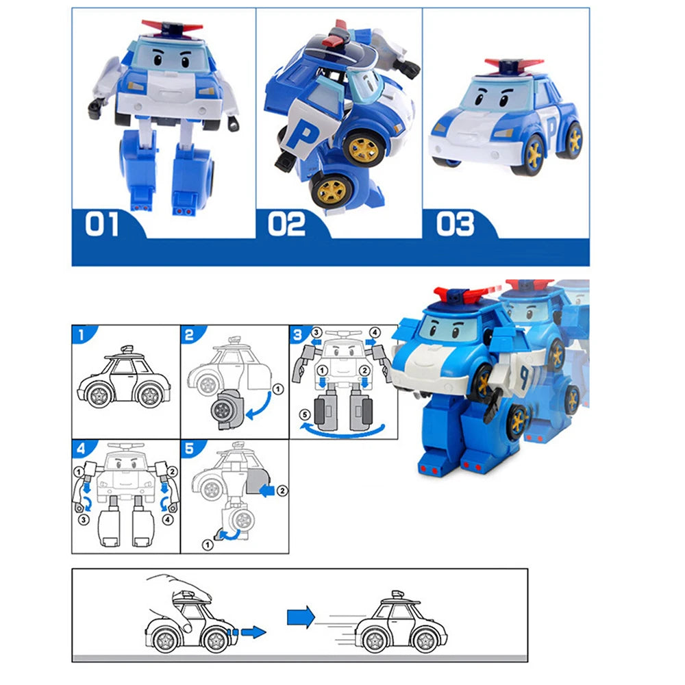 Jouets Robocar Poli Amber Roy Helly Assemblée véhicule Transformé Modèle de Voiture