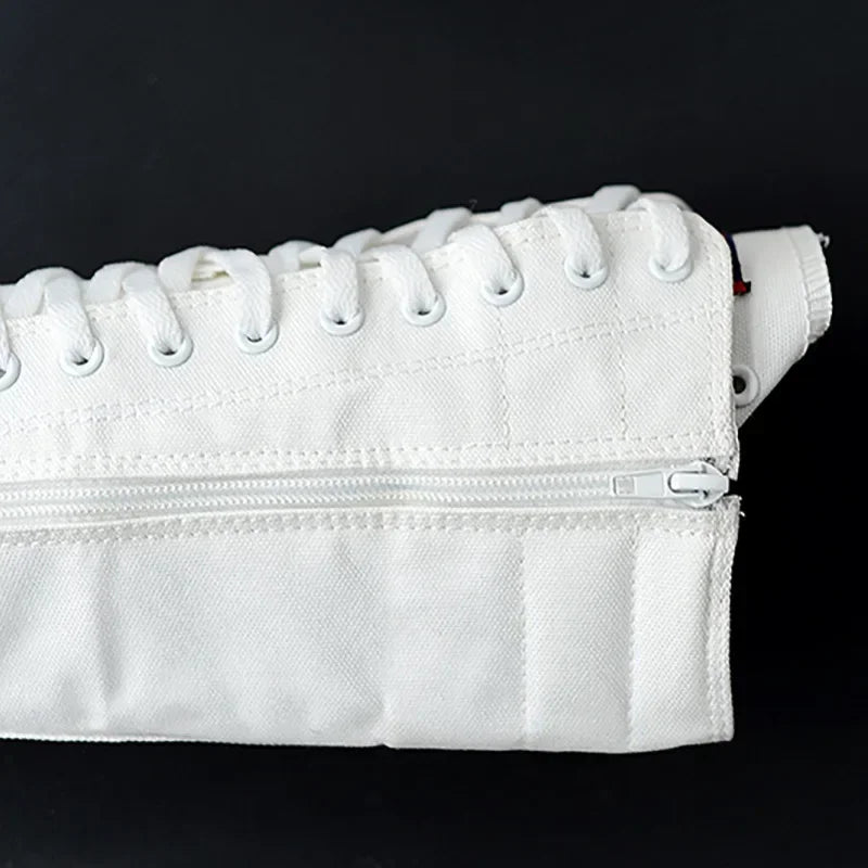 Baskets montantes en toile pour femmes blanc 34-40