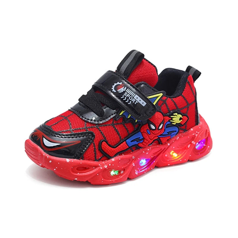 Baskets Spiderman Cartoon pour tout-petits, chaussures de sport pour enfants, printemps, automne, nouveau LED 21-30