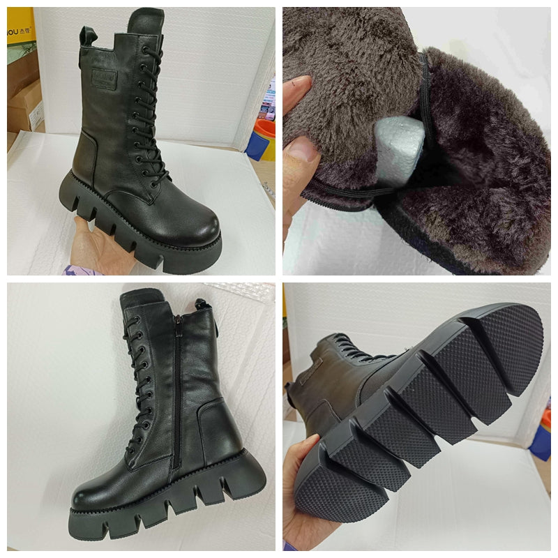 Koznoy-Bottes de rinçage en cuir de vache véritable pour femme