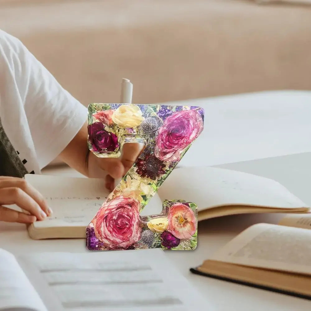 Incine le nom de votre amant ,Lettres de lumière nocturne en résine florale sèche