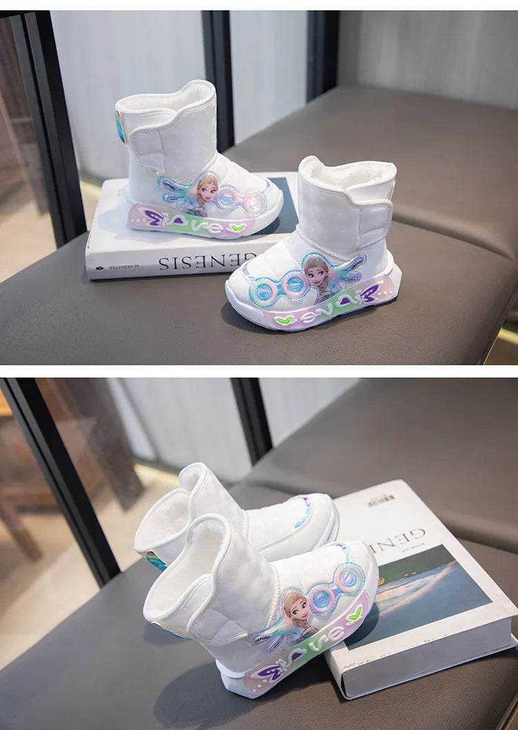 Bottes de neige en coton épais Disney ,bottes de princesse Elsa congelée