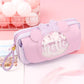 Sable mouvant chat crayon étui mignon sac à crayons Trois couches Grand étui à stylo filles kawaii Papeterie sac dessin animé animaux stylo