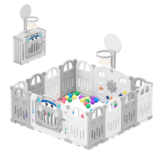 UBRAVOO-Parc pliable pour bébé avec panier de basket-ball, clôture de stylo de jeu pour tout-petits et bébés