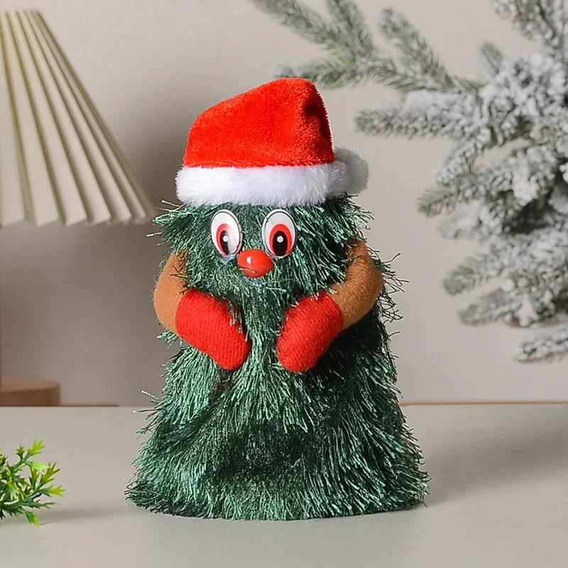 Arbre de Noël musical Poupées de jouets en peluche électrique Drôle mignon vert Arbre de Noël