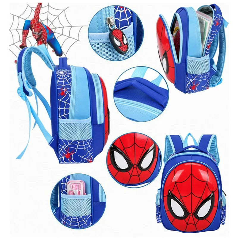 Sac à dos pour enfant Spiderman - Grande capacité - Design 3D - Spider-Man - Poche latérale en maille pour contenir des bouteilles d'eau, rouge, S