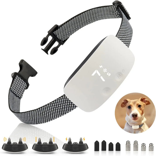 Collier anti-aboiements NED pour chiens, collier de dressage anti-aboiement rechargeable avec 7 vibrations réglables de sensibilité et d'intensité pour les chiens de petite, moyenne et grande taille