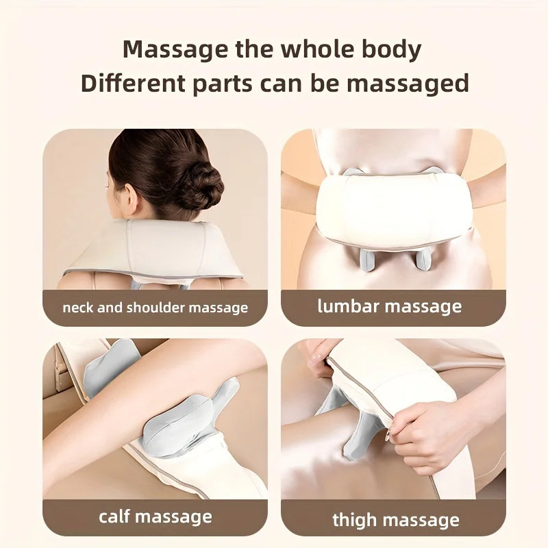 Ohio eur électrique sans fil pour le cou et le dos, oreiller de massage par pétrissage initié, relaxation des muscles cervicaux du dos