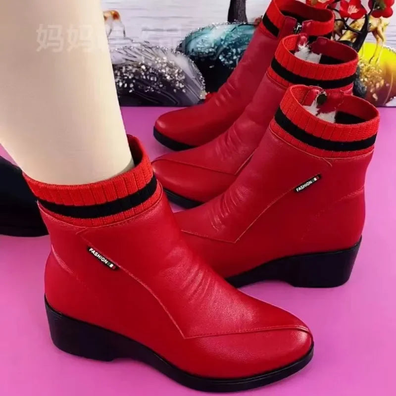 Bottes à plateforme courtes rouges pour femmes