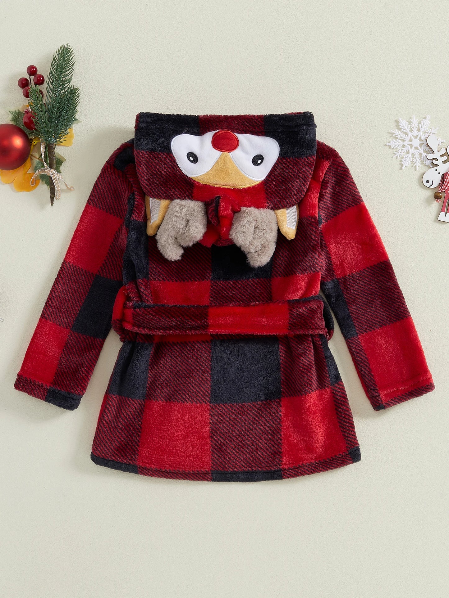 Noël Renne Robe À Manches Longues Plaid Capuche Peignoirs Chauds Pyjama Vêtements de Nuit pour Garçons Filles