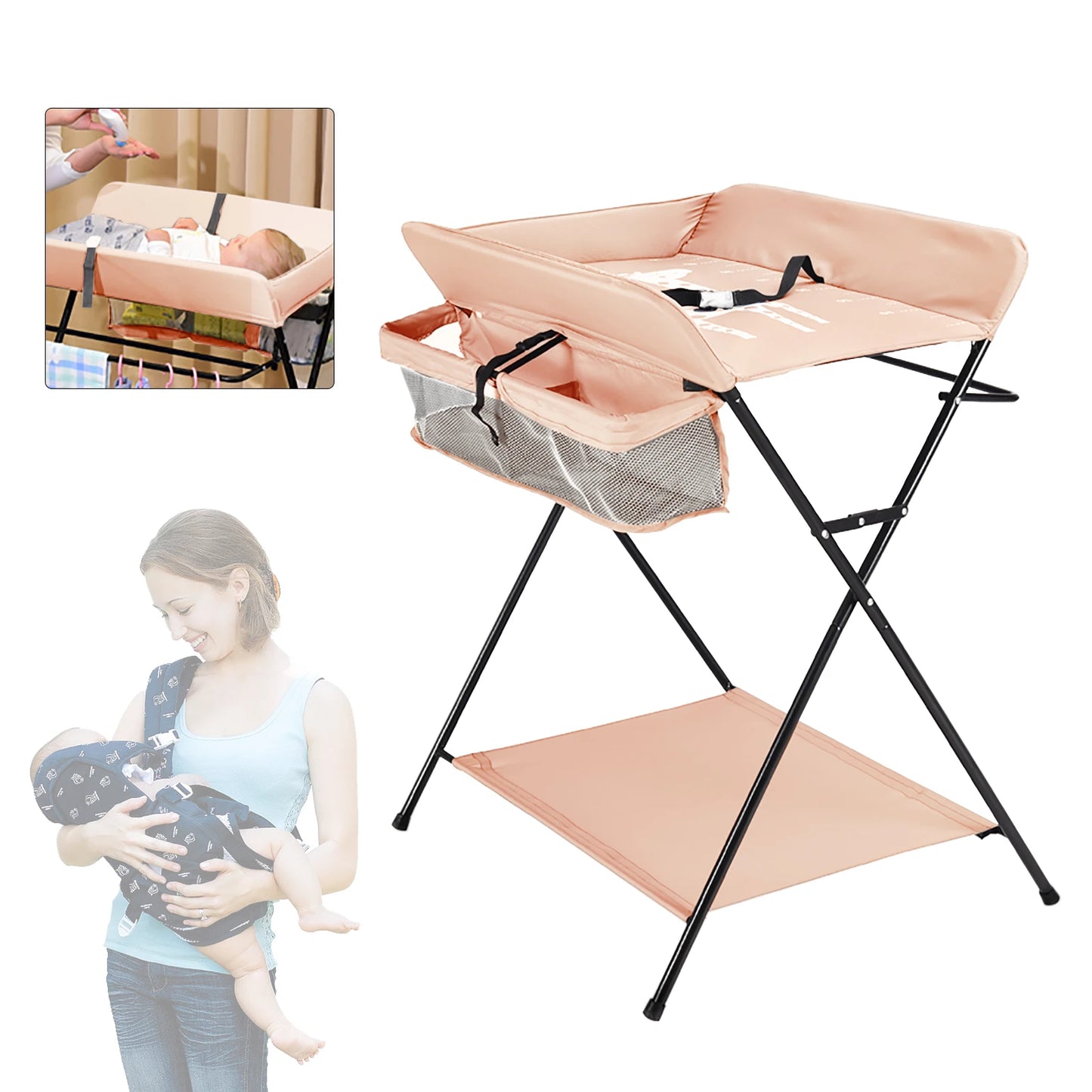 Tables à langer,Table à langer et Baignoire 2 en 1 pour bébé, De la naissance à 12 mois (jusqu'à 15kg), Table à Langer Pliable et Portable Table à Langer pour Bébé