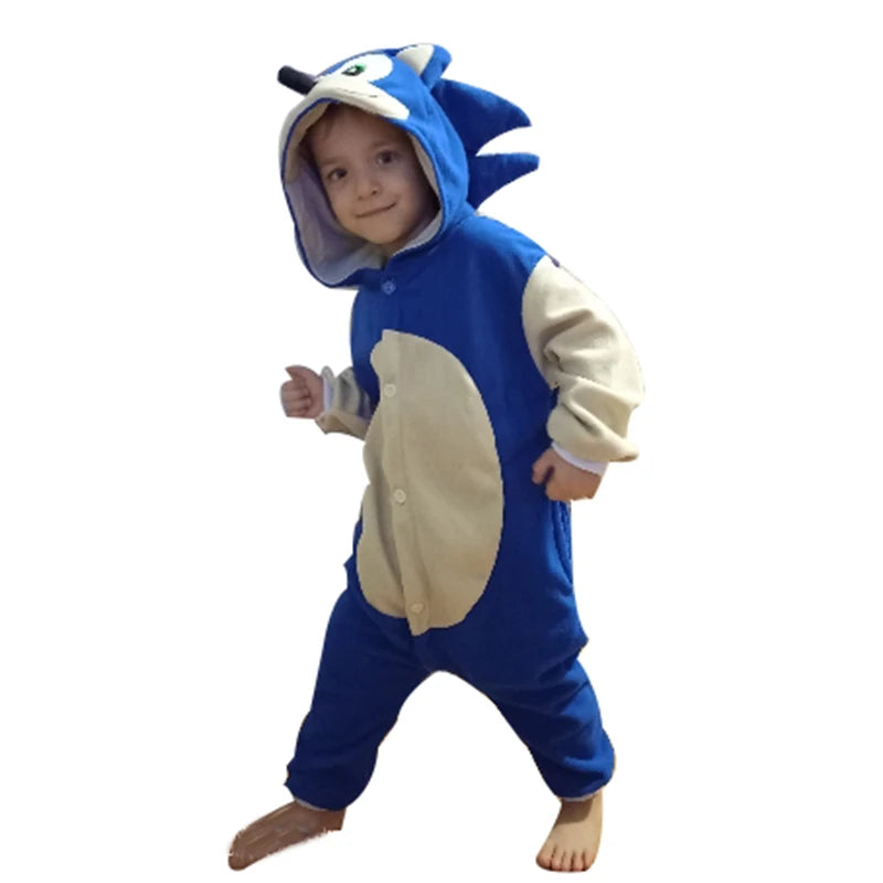 Pyjama Kigurumi pour enfants SONIC, grenouillère trempée de dessin animé pour enfants, garçon