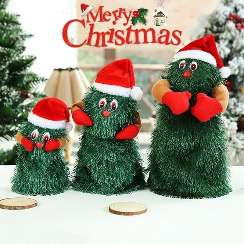 Arbre de Noël musical Poupées de jouets en peluche électrique Drôle mignon vert Arbre de Noël