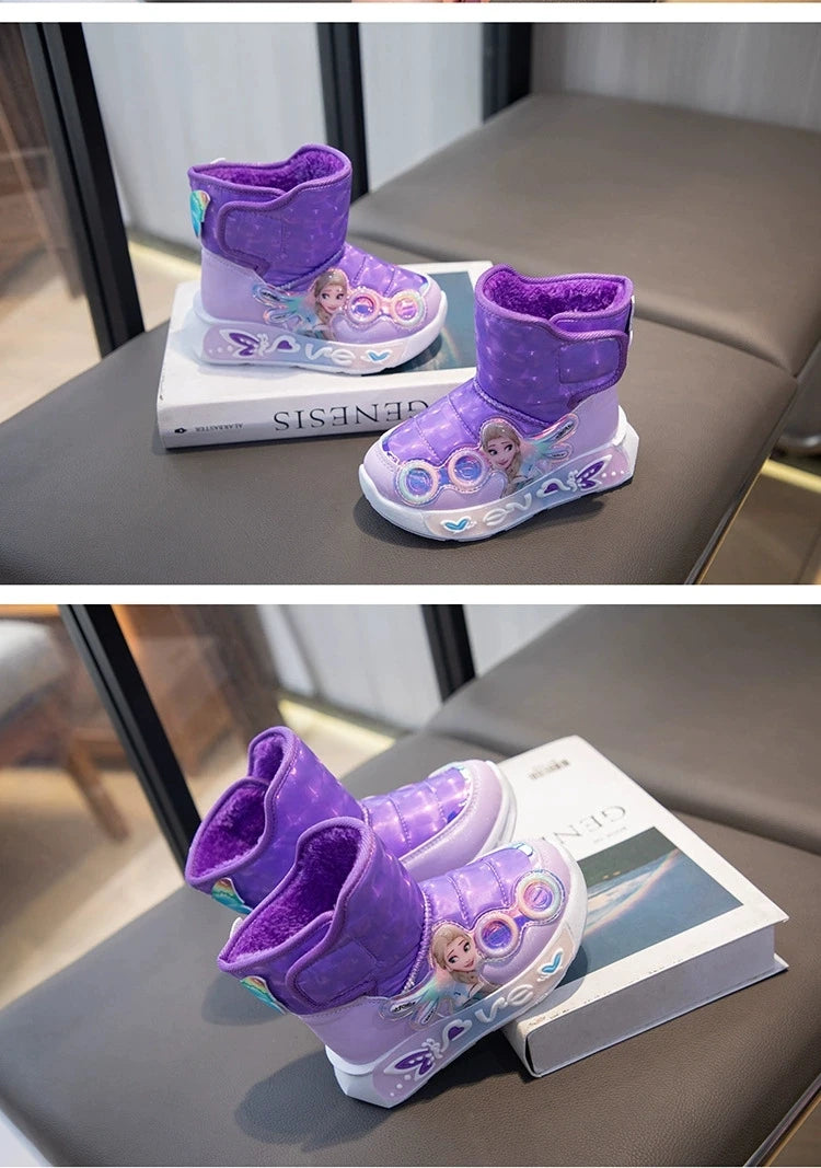 Disney Hiver Enfants Bottes En Peluche Imperméable Antidérapant Fille Frozen Princesse Elsa 26-37