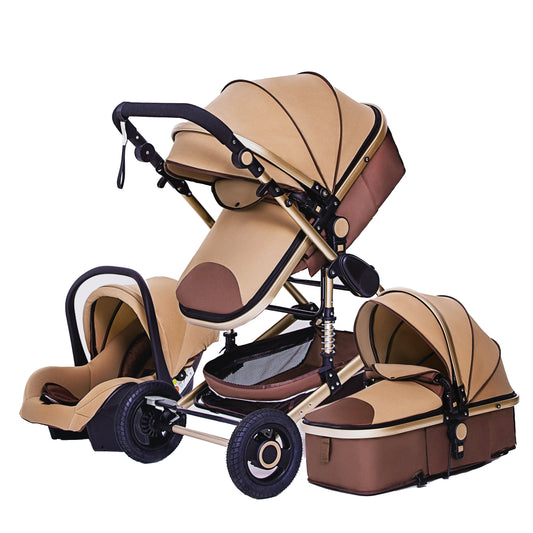 YAZOCO Poussette 3 en1 Compacte Poussette CombinéEs Anstout Terrain Luxe Haut Paysage Quadruple Pliable Canne Bébé Poussettes Confort Convient aux Nouveau Nés