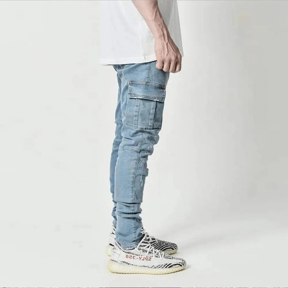 Jean Cargo artificiel astique en Denim pour Homme