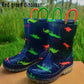 Bottes de pluie en PVC scintillantes de dinosaure de dessin animé mignon pour enfants, chaussures d'eau anti-eau imperméables 26-32