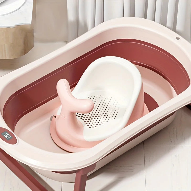 Baignoire en silicone coordonnante pour bébé, bain de pieds pliable, détection de température en temps