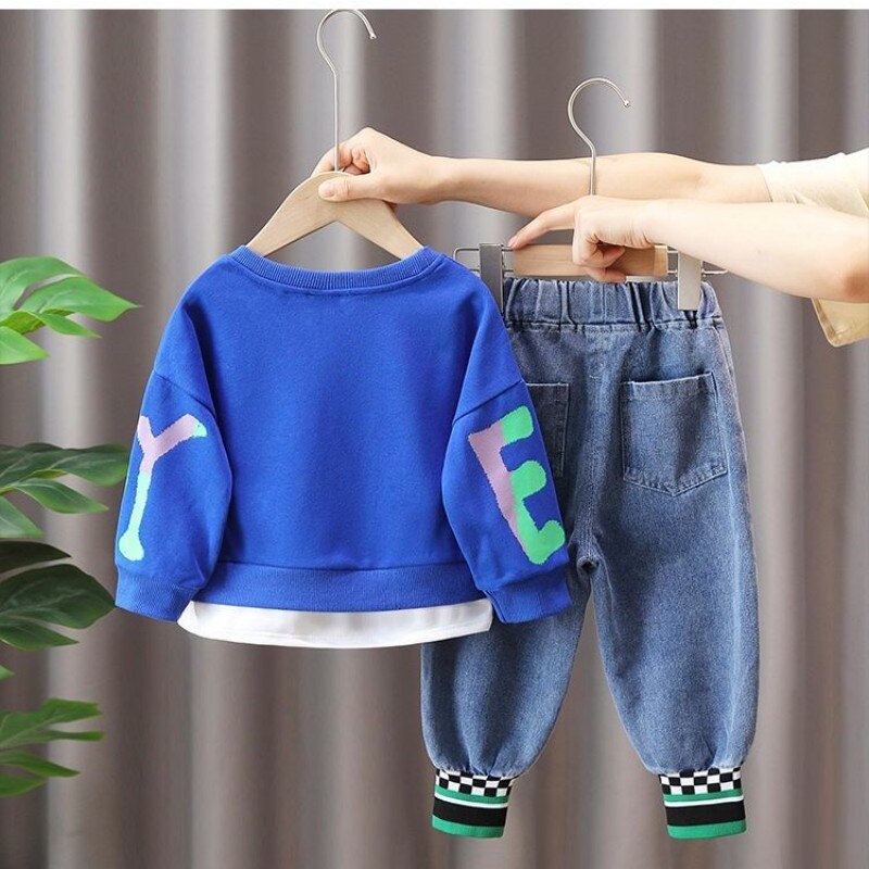 Ensemble Sweat-shirt Et Pantalon De Jeans Pour Enfant 2 Pièces