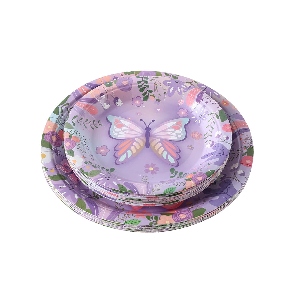 Ensemble De Vaisselle Jetable Papillon Violet