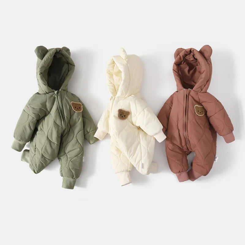 ﻿ Barboteuses à doublure en fourrure pour bébé, vêtements d'extérieur pour tout-petits, combinaison pour bébé