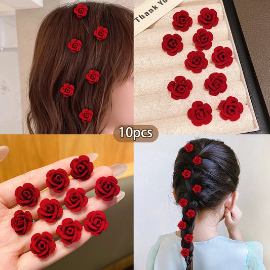 10 pinces à cheveux rose Fleurs douces et à la mode Accessoires pour cheveux