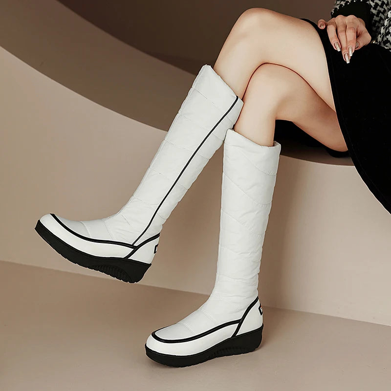 Bottes de neige chaudes au genou pour femmes